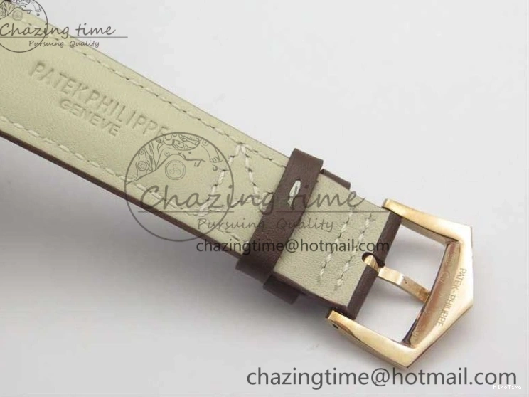 MIROTIME 0323 Calatrava 5524R Pilot Travel Time RG GRF Brown Dial on Brown Leather Strap MIYOTA TopPick 7155